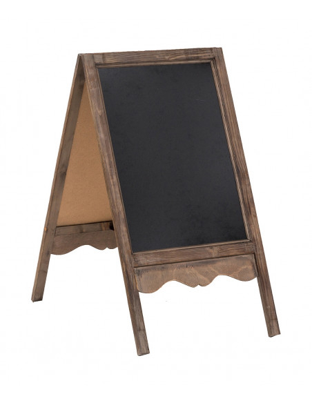 Quadro negro dupla face com moldura de madeira com acabamento antigo 50x6x95 cm