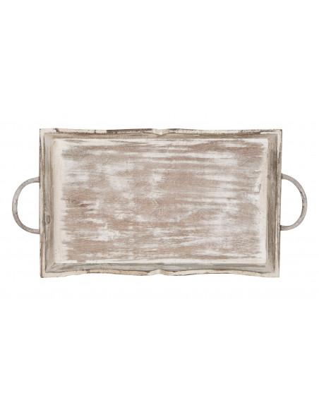 CONJUNTO DE 2 BANDEJAS DE MADEIRA ACABAMENTO BRANCO ANTIGO L51+48XDP9+9XH28+24 cm