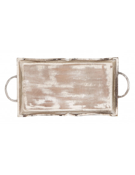 CONJUNTO DE 2 BANDEJAS DE MADEIRA ACABAMENTO BRANCO ANTIGO L51+48XDP9+9XH28+24 cm