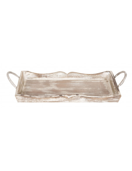 CONJUNTO DE 2 BANDEJAS DE MADEIRA ACABAMENTO BRANCO ANTIGO L51+48XDP9+9XH28+24 cm