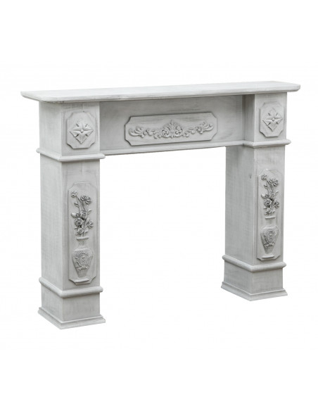 Cornice camino in legno finitura grigio anticata  L121xPR28xH96 cm