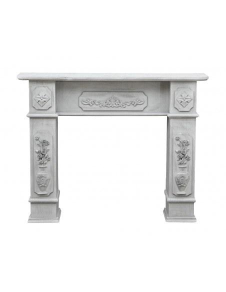 Cornice camino in legno finitura grigio anticata  L121xPR28xH96 cm