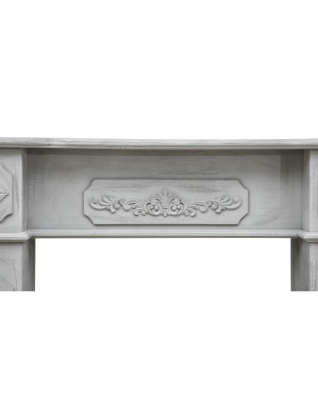 Cornice camino in legno finitura grigio anticata  L121xPR28xH96 cm
