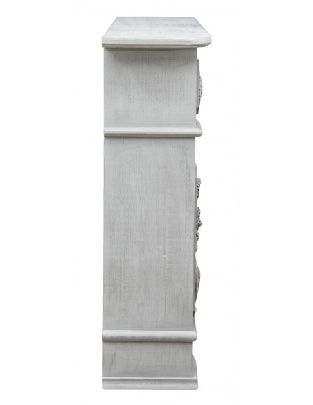 Cornice camino in legno finitura grigio anticata  L121xPR28xH96 cm