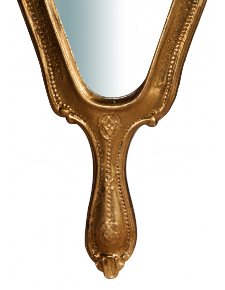 Specchiera a mano in legno finitura foglia oro anticato Made in Italy L15xPR1,5xH31 cm - Biscottini.it