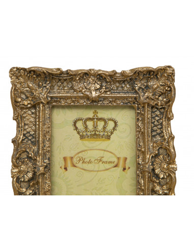 PORTAFOTO DA APPOGGIO VERTICALE/ORIZZONTALE IN RESINA FINITURA ORO ANTICATA L10,5XPR2XH13 CM  PORTAFOTO DA APPOGGIO VERTICALE/ORIZZONTALE IN RESINA FINITURA ORO ANTICATA L10,5XPR2XH13 CM