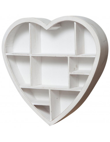 Bacheca a forma di cuore in legno bianco anticato L61xPR13xH60 cm
