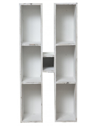 Bacheca a forma di lettera  H in legno bianco anticato L63xPR18xH63 cm Bacheca a forma di lettera  H in legno bianco anticato L63xPR18xH63 cm