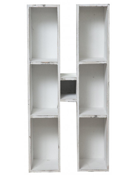 Bacheca a forma di lettera  H in legno bianco anticato L63xPR18xH63 cm