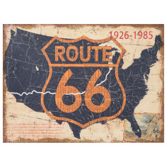 Stampa 'ROUTE 66' su tela in juta grezza anticata L60xPR1,9xH45 cm 2