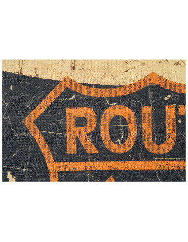 Stampa 'ROUTE 66' su tela in juta grezza anticata L60xPR1,9xH45 cm Stampa 'ROUTE 66' su tela in juta grezza anticata L60xPR1,9xH45 cm