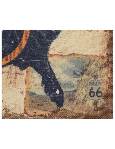 Stampa 'ROUTE 66' su tela in juta grezza anticata L60xPR1,9xH45 cm Stampa 'ROUTE 66' su tela in juta grezza anticata L60xPR1,9xH45 cm