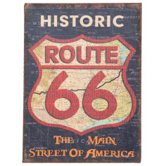 Stampa 'ROUTE 66' su tela in juta grezza anticata L45xPR1,9xH60 cm 2