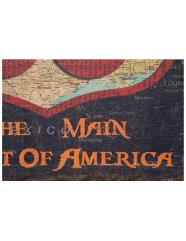 Stampa 'ROUTE 66' su tela in juta grezza anticata L45xPR1,9xH60 cm Stampa 'ROUTE 66' su tela in juta grezza anticata L45xPR1,9xH60 cm