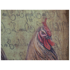Impressão 'ROOSTER' em tela de juta crua envelhecida L40xDP3xA80 cm 2