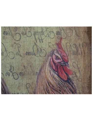 Impressão 'ROOSTER' em tela de juta crua envelhecida L40xDP3xA80 cm Impressão 'ROOSTER' em tela de juta crua envelhecida L40xDP3xA80 cm