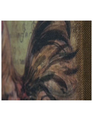 Stampa 'GALLO' su tela in juta grezza anticata L40xPR3xH80 cm Stampa 'GALLO' su tela in juta grezza anticata L40xPR3xH80 cm