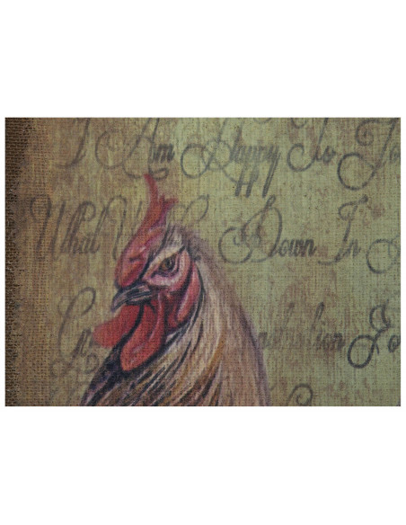 Impressão 'ROOSTER' em tela de juta crua envelhecida L40xDP3xA80 cm