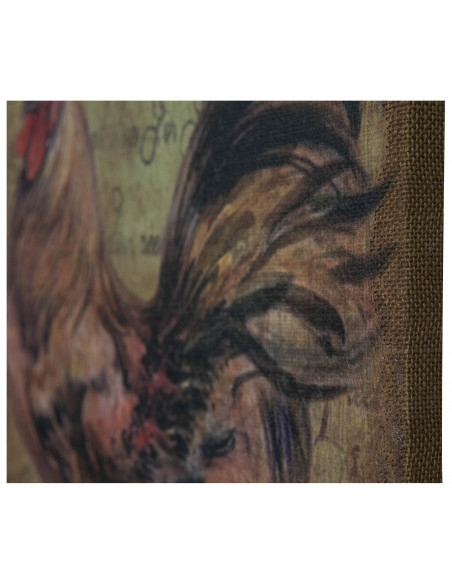 Impressão 'ROOSTER' em tela de juta crua envelhecida L40xDP3xA80 cm