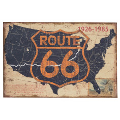 Impressão 'ROUTE 66' em tela de juta crua envelhecida L90xDP2xA60 cm