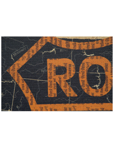 Stampa 'ROUTE 66' su tela in juta grezza anticata L90xPR2xH60 cm Stampa 'ROUTE 66' su tela in juta grezza anticata L90xPR2xH60 cm