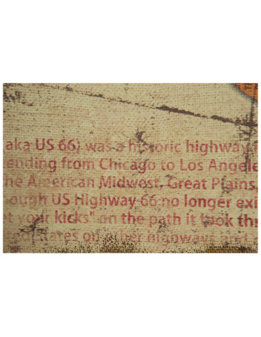Impressão 'ROUTE 66' em tela de juta crua envelhecida L90xDP2xA60 cm Impressão 'ROUTE 66' em tela de juta crua envelhecida L90xDP2xA60 cm