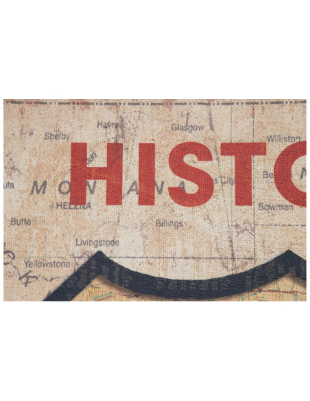 Stampa 'HISTORIC ROUTE 66' su tela in juta grezza anticata L60xPR2xH90 cm