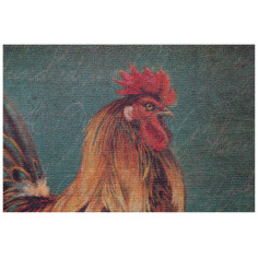 Impressão 'ROOSTER' em tela de juta crua envelhecida L40xDP1,9xA40 cm 2