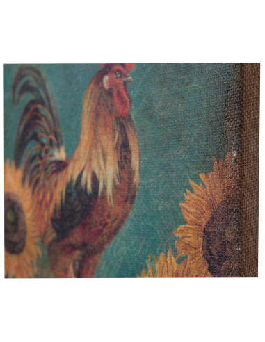 Impressão 'ROOSTER' em tela de juta crua envelhecida L40xDP1,9xA40 cm Impressão 'ROOSTER' em tela de juta crua envelhecida L40xDP1,9xA40 cm