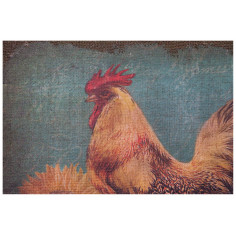 Stampa 'GALLO' su tela in juta grezza anticata L40xPR1,9xH40 cm 2