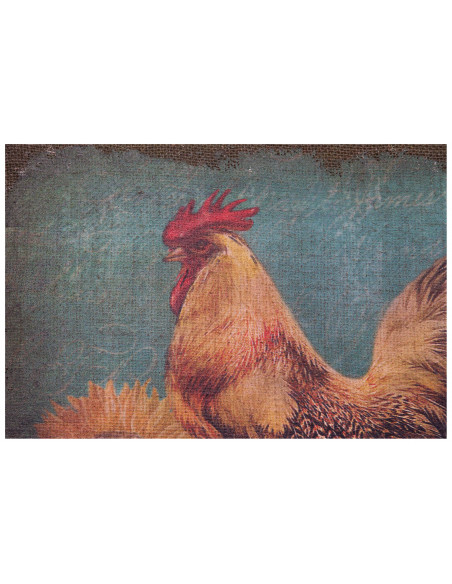 Impressão 'ROOSTER' em tela de juta crua envelhecida L40xDP1,9xA40 cm