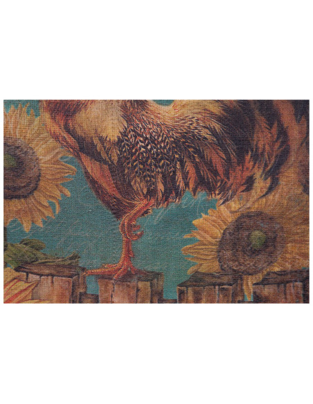 Impressão 'ROOSTER' em tela de juta crua envelhecida L40xDP1,9xA40 cm