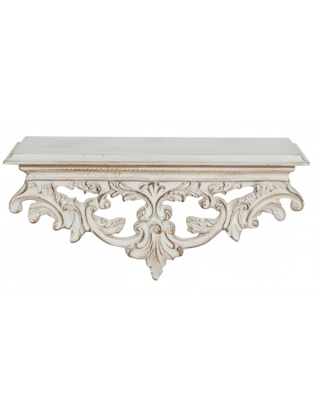 MENSOLA A MURO IN LEGNO FINITURA BIANCA ANTICATA L46XPR17XH22 CM MADE IN ITALY