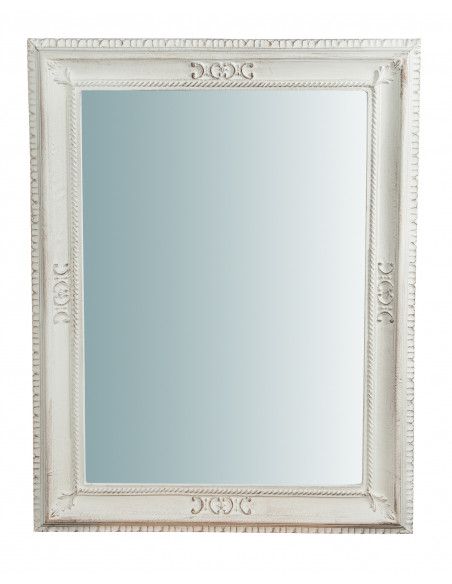 Specchiera da parete verticale/orizzontale in legno finitura bianco anticato made in italy L67XPR4,5XH87 cm