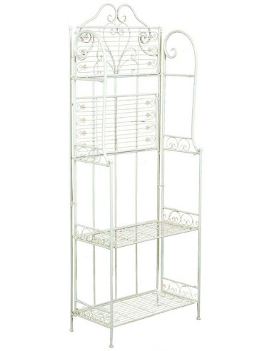 Etagere multifuncional dobrável em ferro forjado com acabamento branco antigo L63xDP33xH165 cm Etagere multifuncional dobrável em ferro forjado com acabamento branco antigo L63xDP33xH165 cm