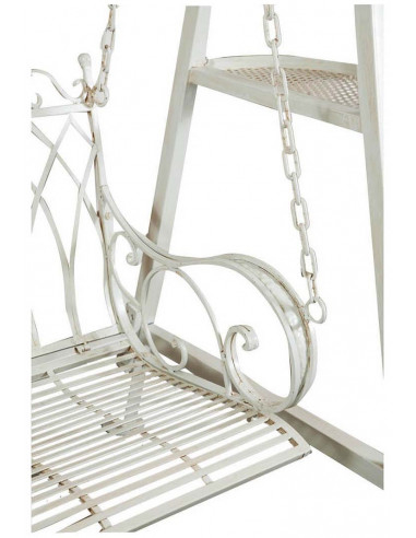 Dondolo a due posti in ferro battuto finitura bianca anticata L198xPR100xH220 cm Dondolo a due posti in ferro battuto finitura bianca anticata L198xPR100xH220 cm