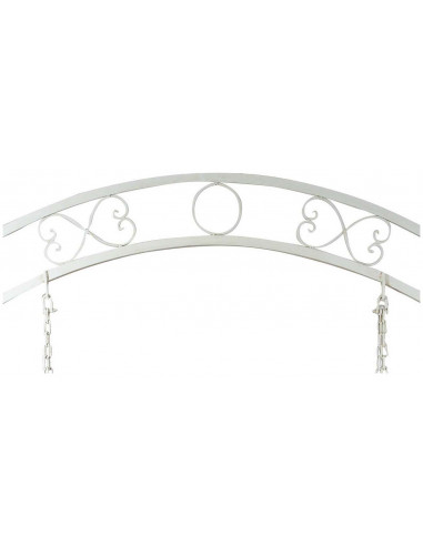 Dondolo a due posti in ferro battuto finitura bianca anticata L198xPR100xH220 cm Dondolo a due posti in ferro battuto finitura bianca anticata L198xPR100xH220 cm