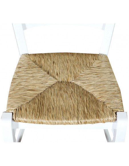 Sedia in legno massello di faggio finitura bianco laccato con seduta in paglia L45xPR45xH88 cm