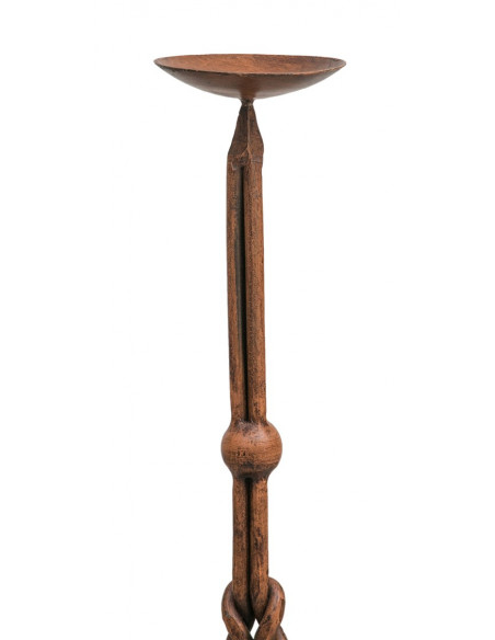 CANDELIERE A PIANTANA  IN FERRO BATTUTO LAVORATO A MANO L19XPR19XH64 CM