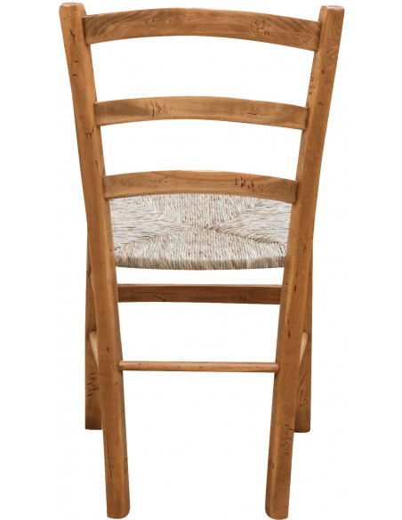 Sedia Country con struttura in faggio finitura naturale e seduta in paglia 45x45x88 cm