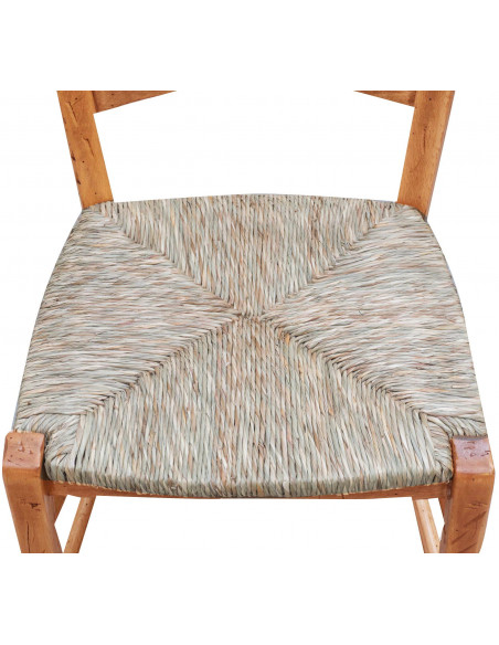 Sedia Country con struttura in faggio finitura naturale e seduta in paglia 45x45x88 cm