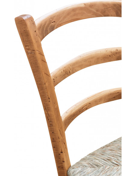 Sedia Country con struttura in faggio finitura naturale e seduta in paglia 45x45x88 cm