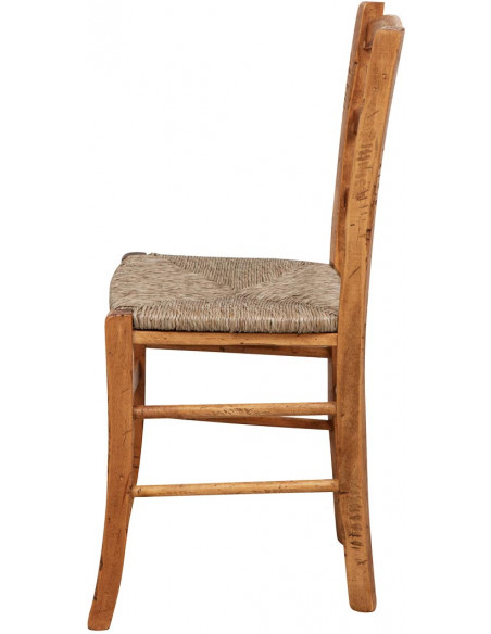 Sedia Country con struttura in faggio finitura naturale e seduta in paglia 45x45x88 cm