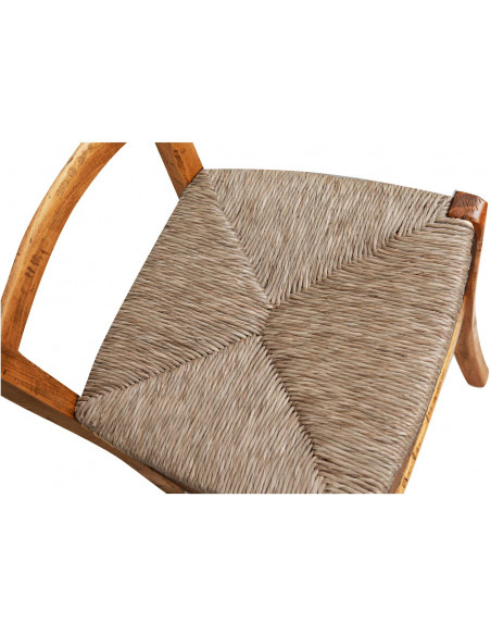 Sedia Country con struttura in faggio finitura naturale e seduta in paglia 45x45x88 cm