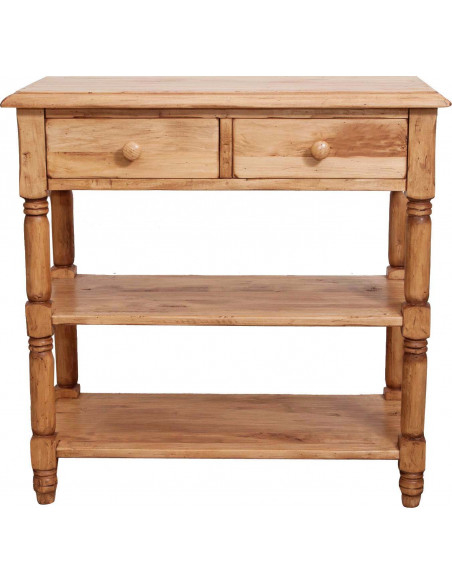 Mesa de centro country em madeira maciça de limão, acabamento natural 80x38x80 cm