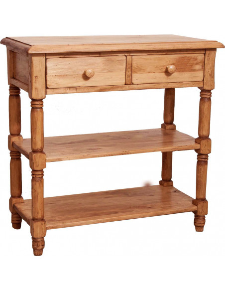 Mesa de centro country em madeira maciça de limão, acabamento natural 80x38x80 cm