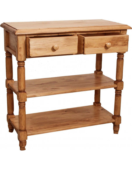 Mesa de centro country em madeira maciça de limão, acabamento natural 80x38x80 cm