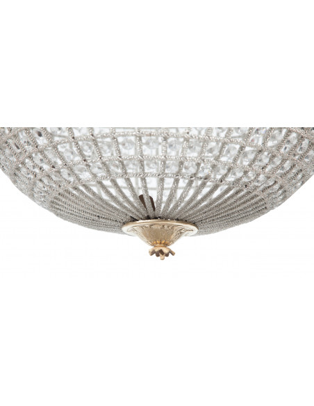Lampadario in fusione di ottone e gemme in cristallo Diam. 40XH40 cm