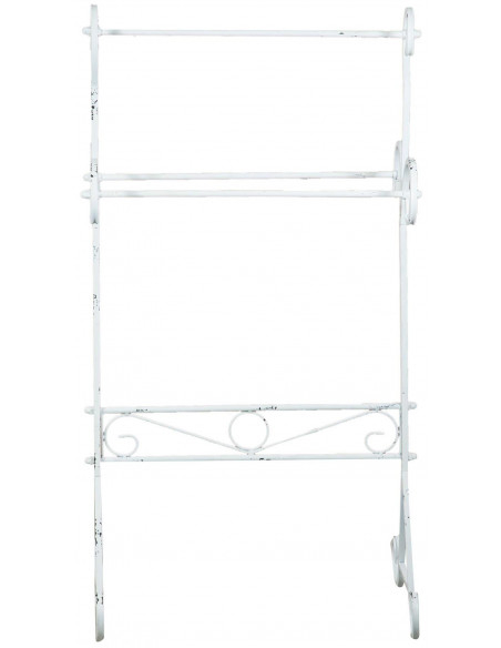 Porta asciugamani da terra in ferro battuto finitura bianca anticata L51xPR36xH96,5 cm