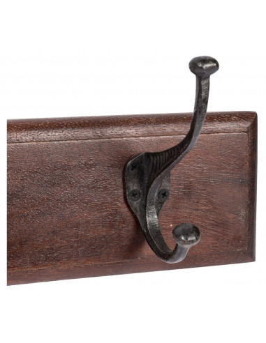 Acessórios de parede em madeira maciça e mão forjado ferro acabamento noz 76x13x22 cm Acessórios de parede em madeira maciça e mão forjado ferro acabamento noz 76x13x22 cm